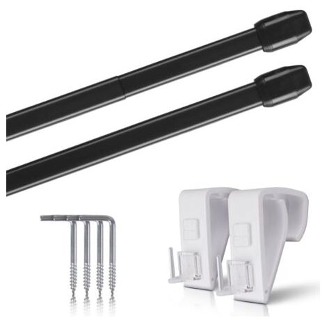 Lot de 2 - Tringle à rideau - Support de serrage - Extensible sans perçage pour fenêtre et porte - Noir - 80x120 cm