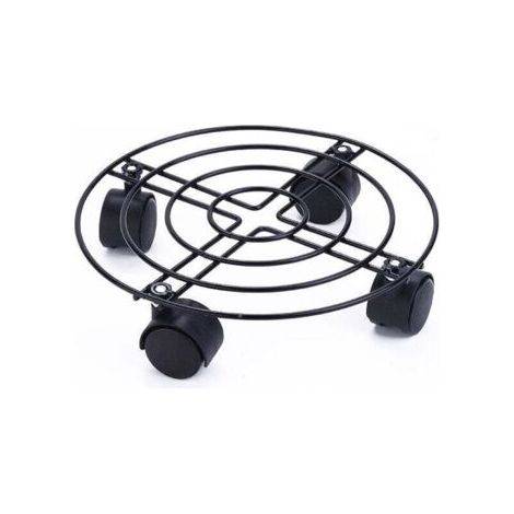 Rollbarer Blumentopfständer, Schwarze Ausführung, Ø 25 x 6 cm Für Zimmerpflanzen Rollbarer Stahlständer mit schwarzer Beschichtung und Felge Tragkraft 60 kg (1/4)