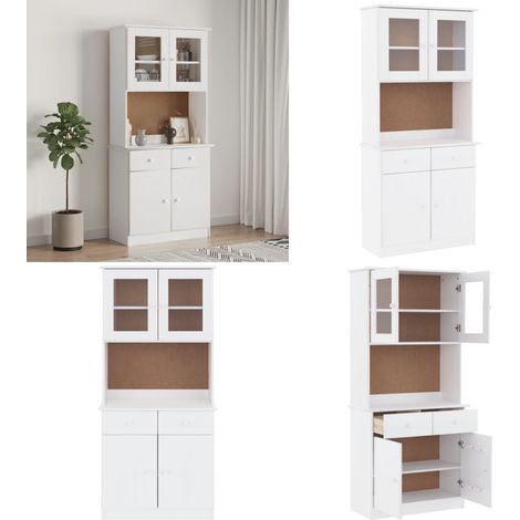 Buffet ALTA blanc 77x35x165 cm bois massif de pin - Buffet Design Moderne - Meuble Rangement - Armoire Blanche - Mobilier Salon - Buffet Bois Massif - Home & Living