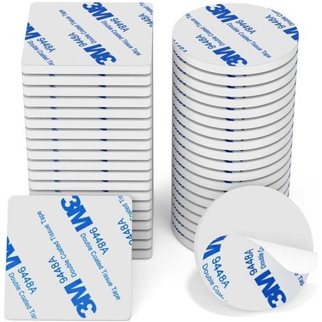 Adhesif Double Face Extra Fort Mousse, 40 Pièces Tampon Adhésif double face, 3M Pastille Adhesive Double Face Imperméables pour la Maison, Bureau, Carré & Ronde, Blanc-Karteo (1/5)