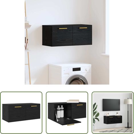 Rangement mur - Meuble mural Chêne noir 80 x 36.5 x 35 cm Bois d'ingénierie (1/5)