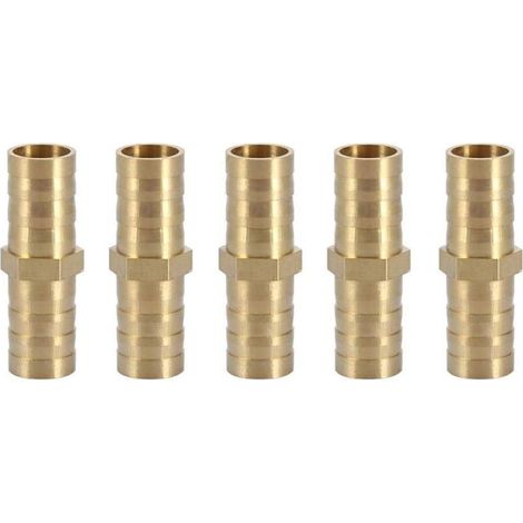 Connecteur Droit Barbelé, Adaptateur de Tuyau Droit Bidirectionnel Laiton Raccord de Tuyau Raccord de Jonction Tube Raccord 10mm(10mm 5pcs)