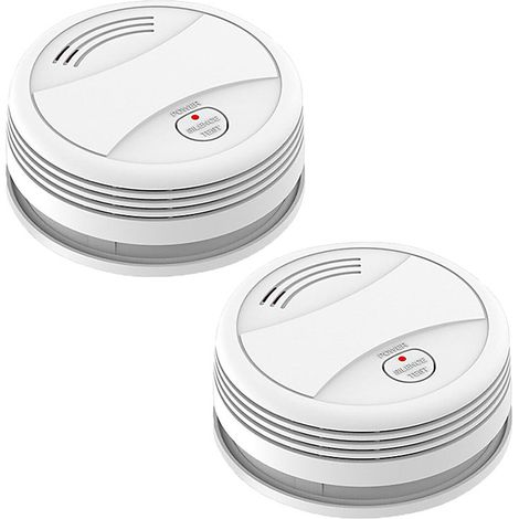 Détecteur de fumée intelligent en 2 pcs, détecteur de fumée WiFi, notification par application, indicateur LED, pile non incluse (1/5)