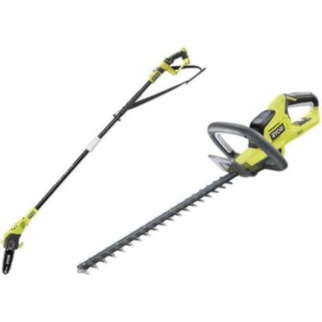 RYOBI pack tagliasiepi 18V OnePlus al litio OHT1845 - tagliacatena su palo 18V OnePlus OPP1820 - senza batteria e carica