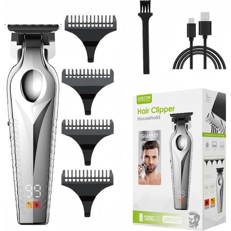 Tondeuse à cheveux étanche Green LYCA GL69927 argentée, silencieuse (45 dB), avec écran LED pour une coupe précise