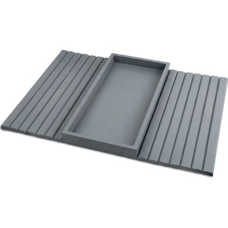 Plateau de Canapé Accoudoir en Bambou, Flexible et Pliable, Table d'Appoint Antidérapante pour Canapé, Organisateur Canapé Support Accoudoir (Gris) (1/5)
