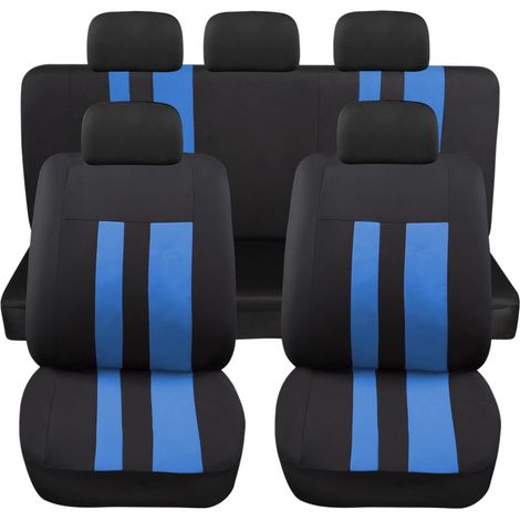 Lupex shop - Coprisedili auto universali modello LS07, set anteriori e posteriori, NO SUV, colore Blu (1/4)