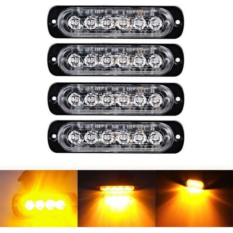 luces estroboscópicas de freno de 6 LED para coche - Barra de luces para vehículos de 12 V a 24 V - Baliza intermitente de seguridad para coche, vehículo utilitario, barco, remolque, etc. (1/4)