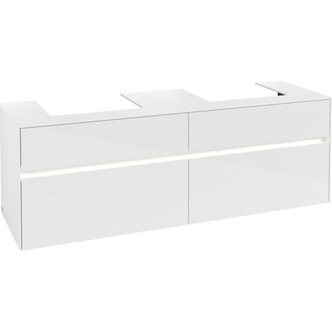 V&B Waschtischunterschrank Collaro 160x54,8x50cm, f 2 WT, m LED, glo wh. (1/3)