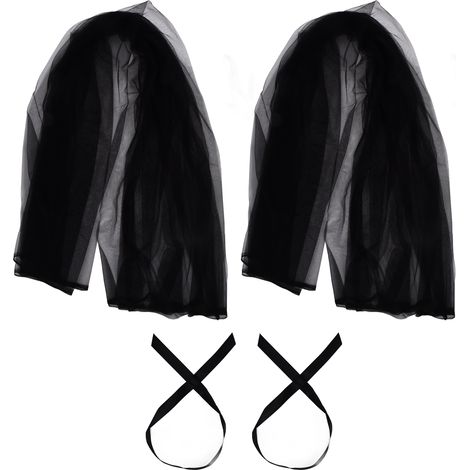 Soavoa Voile de Mariage en Polyester Noir, Housse de Chaise Élégante et Légère pour Décoration de Mariage et Anniversaire, Style Simple avec Corde (1/4)