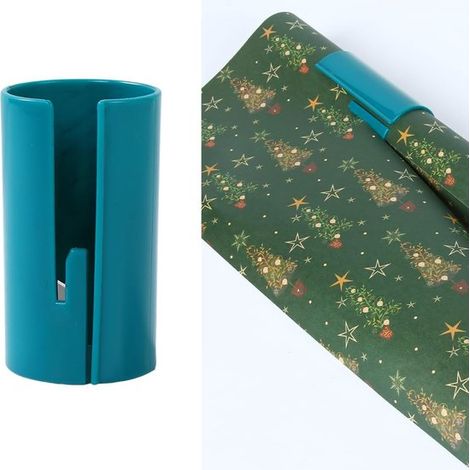 Lot de 2 coupe-rouleaux de papier ronds, coupe-papier cadeau, accessoire pratique pour Noël, les anniversaires et les emballages festifs (1/2)