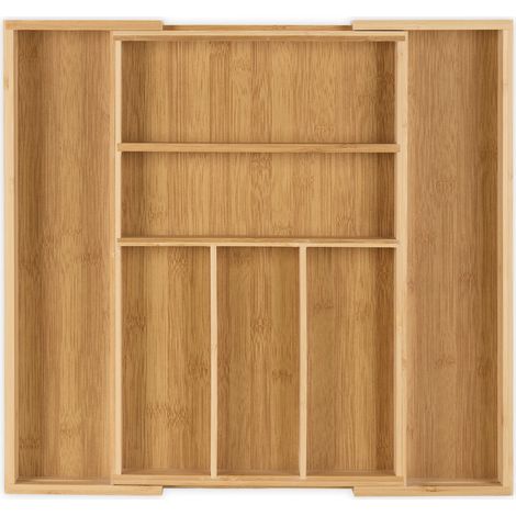 Organizer per cassetto estensibile 30 x 48 cm pratica organizzazione 5 scomparti in bambù naturale 130003119