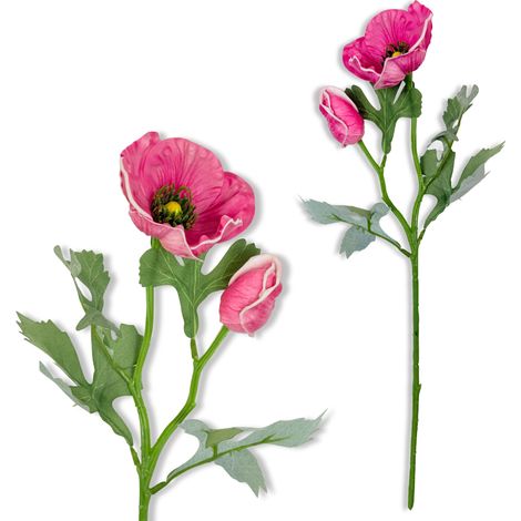 Zweig – Dunkelrosa Schaumstoffmohnblume, 44 cm (1/5)