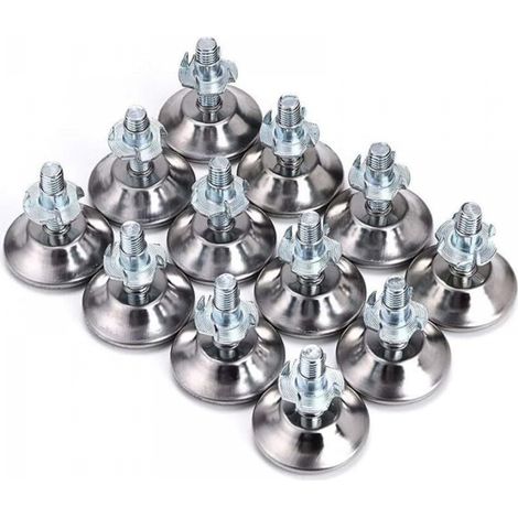 12 Pcs Pieds Vérin de Meuble, M10 x 24mm Pieds de Meuble Ajustables, Vis de Réglage pour Pieds de Meuble, Chaise, Table (1/4)