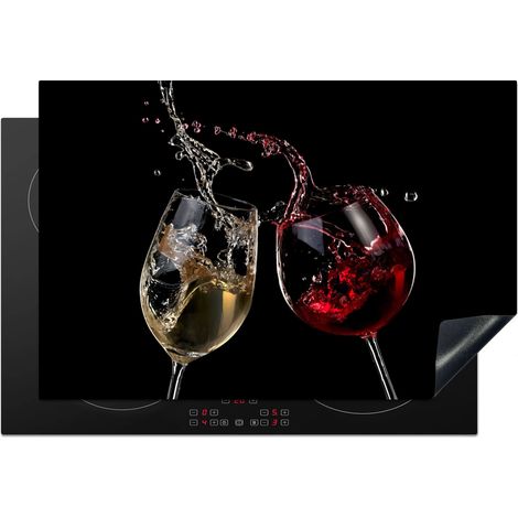 Induction Hob Protector Red Wine - White Wine - Glass - Black 76x51.5 cm