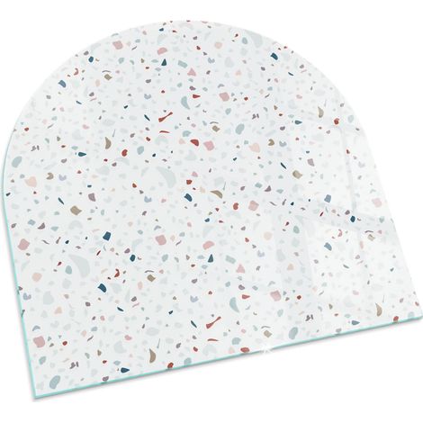 Glasbodenplatte für den Kamin Glas Unterlage Hitzeschutz für den Boden mit Dekorative Motiv Muster mit kleinen Formen 100x100 cm