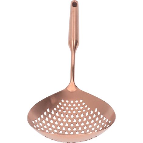 Écumoire en Acier Inoxydable 304 Qualité Alimentaire, Long Manche, Grande Capacité, Cuillère à Filtre pour Cuisine, Finition Or Rose