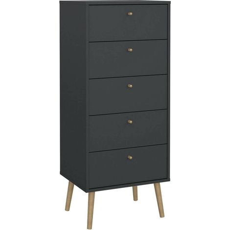 Dmora - Cassettiera Yaounde, Settimino multiuso, Comò camera da letto, Mobile con cassetti, 50x39 h120 cm, Grigio