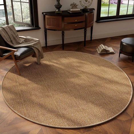 Runder Teppich fürs Schlafzimmer, weich und dekorativ, geflochten, pillingfrei, für Sofa, Couchtisch, Schreibtischstuhl oder Nachttisch, eleganter Bodenteppich für die Inneneinrichtung (80 cm) (1/5)