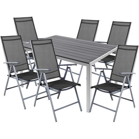 7tlg Gartenmöbel Set Alu Non-Wood 180x90cm Hochlehner -M726836+6xMMC5000DG (1/5)