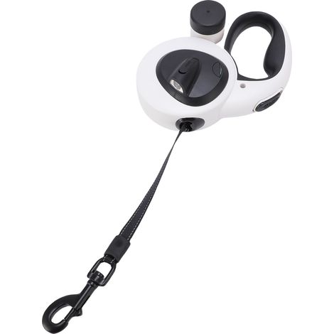Laisse rétractable automatique pour chien avec poignée souple et sangle réfléchissante, 5 m, en nylon, grande taille (pour chiens jusqu'à 50 kg), avec lumière LED intégrée. Dimensions : 200 x 130 x 65 (1/5)