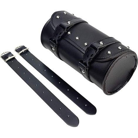 Sac à outils en cuir PU moto noir, sacoche de selle en cuir imperméable, avec 2 sangles de fixation, pour la plupart des motos et VTT (1/5)