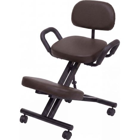 Tabouret à genoux avec dossier HWC-Q22, tabouret d'assise/é genoux, accoudoirs réglables en hauteur, (1/5)