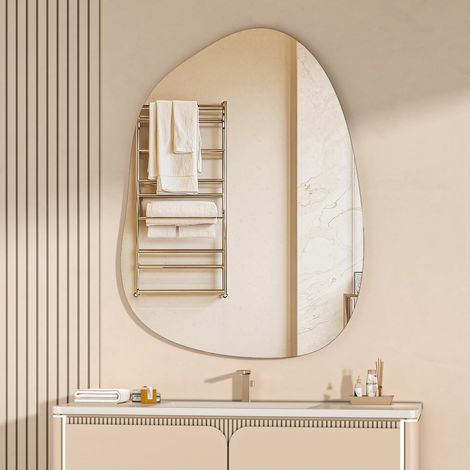 Miroir Mural Irrégulier, Miroir Asymétrique, 101 x 76 cm, pour Chambre, Salle De Bain, Salon, Entrée. Décoration Murale Moderne (1/5)