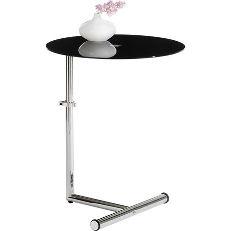 Table d'appoint LEONIE, en verre trempé noir (1/2)