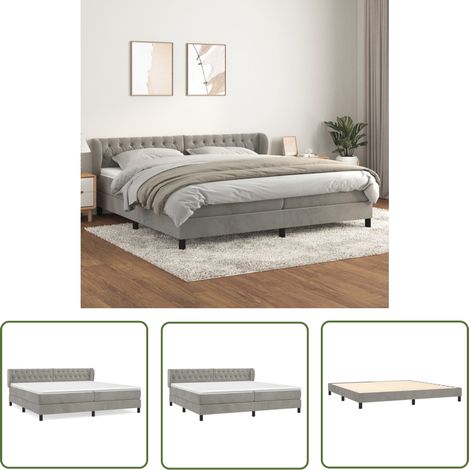 The Living Store Boxspringbett mit Matratze Hellgrau 200x200 cm Samt - Samtbett - Boxspringbett - Doppelbett - Luxusbett - Bettauflage (1/5)