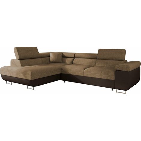 Canapé d'angle Comfivo Eliferu 100, Soft 066 + Lux 03, Fonction de couchage, Boîte de literie, 274x203x70cm, 0 (1/5)