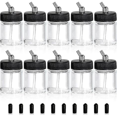 Kit de 10 flacons aérographe en verre, pots vides de 22 cc, pots de rangement transparents pour peinture aérographe With-yuyu (1/5)
