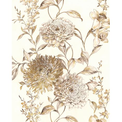 Papier peint panoramique romantique Chrysanthème Vintage (1/4)