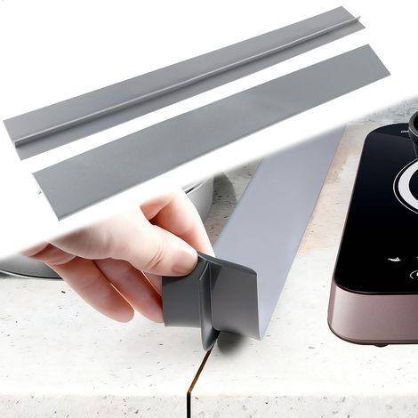 Kindfiber OÜ-Joint Plan de Travail Cuisine, Lot de 2 Joints de Comptoir en Silicone, pour Joint Plaque de Cuisson Travail, Résistantes à la Chaleur,  Grises