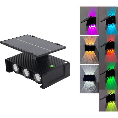 Lampes solaires extérieures, lampe murale extérieure ambiante étanche 3 ampoules LED pour l&aposintérieur pour la cour(RGB) (1/5)