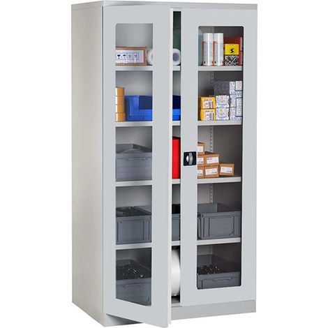 Armoire de rangement acier grise - 2 étagères charge 150kg/niveau - Dim. 1950x1000x500mm - W030050002-GCGC (1/5)