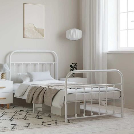 Estructura cama sin colchón con estribo metal blanco 100x190 cm vidaXL (1/5)
