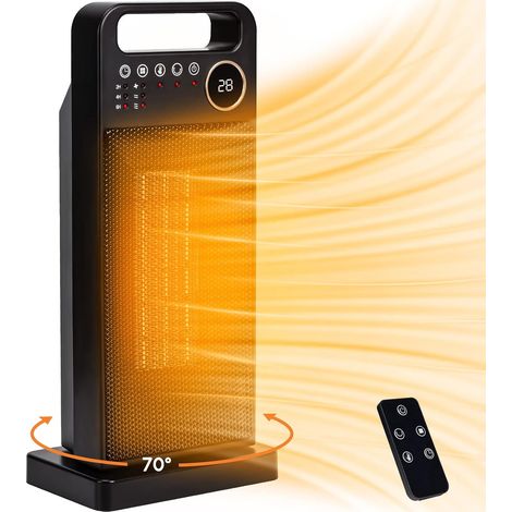 2000-W-Zusatzheizung, ECO-Keramik-Elektroheizkörper, PTC-Elektroheizung, 2-12-Stunden-Timer, 70°-Oszillation, einstellbares Thermostat, mehrfacher Schutz, 3 Betriebsmodi, für Badezimmer und Homeoffice (1/5)