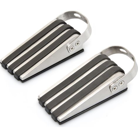 Relaxdays Butoir porte, lot de 2, acier inox, antidérapant, revêtement caoutchouc, HLP env. 3,7x5x12,5 cm, noir/argenté (1/5)