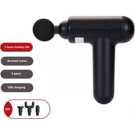 FL-JM03 (nero) - Mini pistola massaggiante muscolare, massaggiatore per il corpo, terapia del dolore, massaggio professionale (1/4)