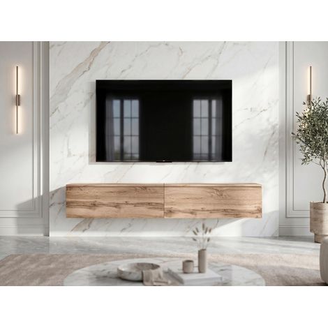 AX LIVING Barvo 2x100 cm TV Kommode Lowboard Braun Eiche Wotan Hängend