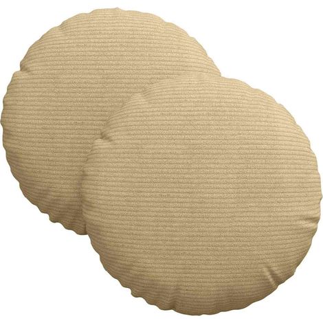 Seat Cushions 2 pcs Grey Green Ø30 x 13 cm Corduroy Fabric vidaXL