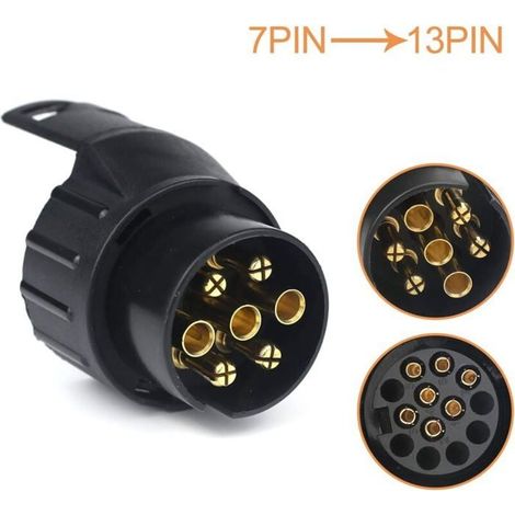 Adaptateur Prise Remorque 7/13 Broches, Connecteur 7 vers 13 Pin pour Remorque Voiture, Tracteur (1/4)