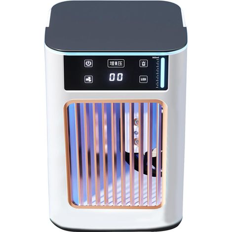 Aire acondicionado portátil sin salida de aire, recargable por USB, nebulización instantánea, depósito de 900 ml, silencioso, para oficina, color blanco. (1/5)