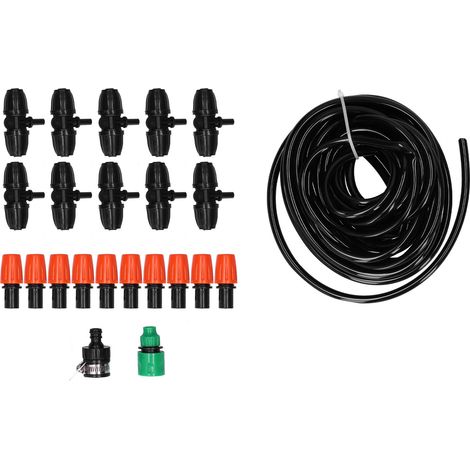 Kit de micro-arroseurs de 10 mètres avec 10 buses réglables et arrêtables, tuyau 8/11 et buses de pulvérisation pour l'irrigation du jardin. (1/5)