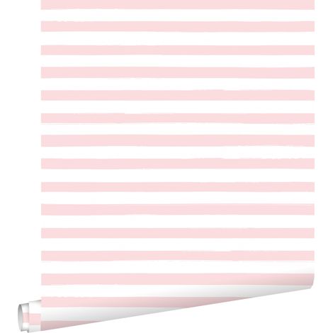 papier peint à rayures rose clair et blanc  - ESTAhome