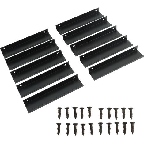 Lot de 10 poignées de porte de meuble en alliage d'aluminium, type G, à fixation invisible, pour portes et tiroirs de cuisine.