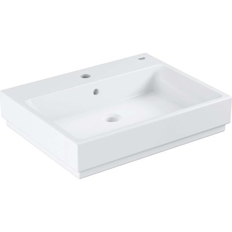 Grohe Aufsatzwaschtisch Cube Keramik 60cm, 1 HL m ÜL, Rücks gla, alwe PureGua
