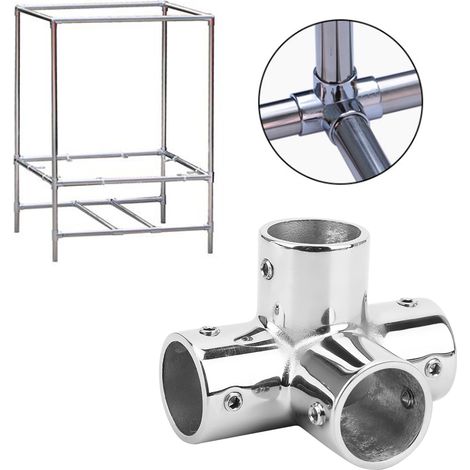Accessoires de quincaillerie pour main courante de 25 mm, en acier inoxydable 316, base ronde à 4 voies (1/5)