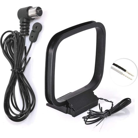 1.5m FM Radio Wired Antenna + 2 Pin AM Frame Antenna Indoor 75 Ohm, for FM Dab + Tuner Amplifier, HiFi System, Home Theater, Home AV Stereo Receiver (1/5)